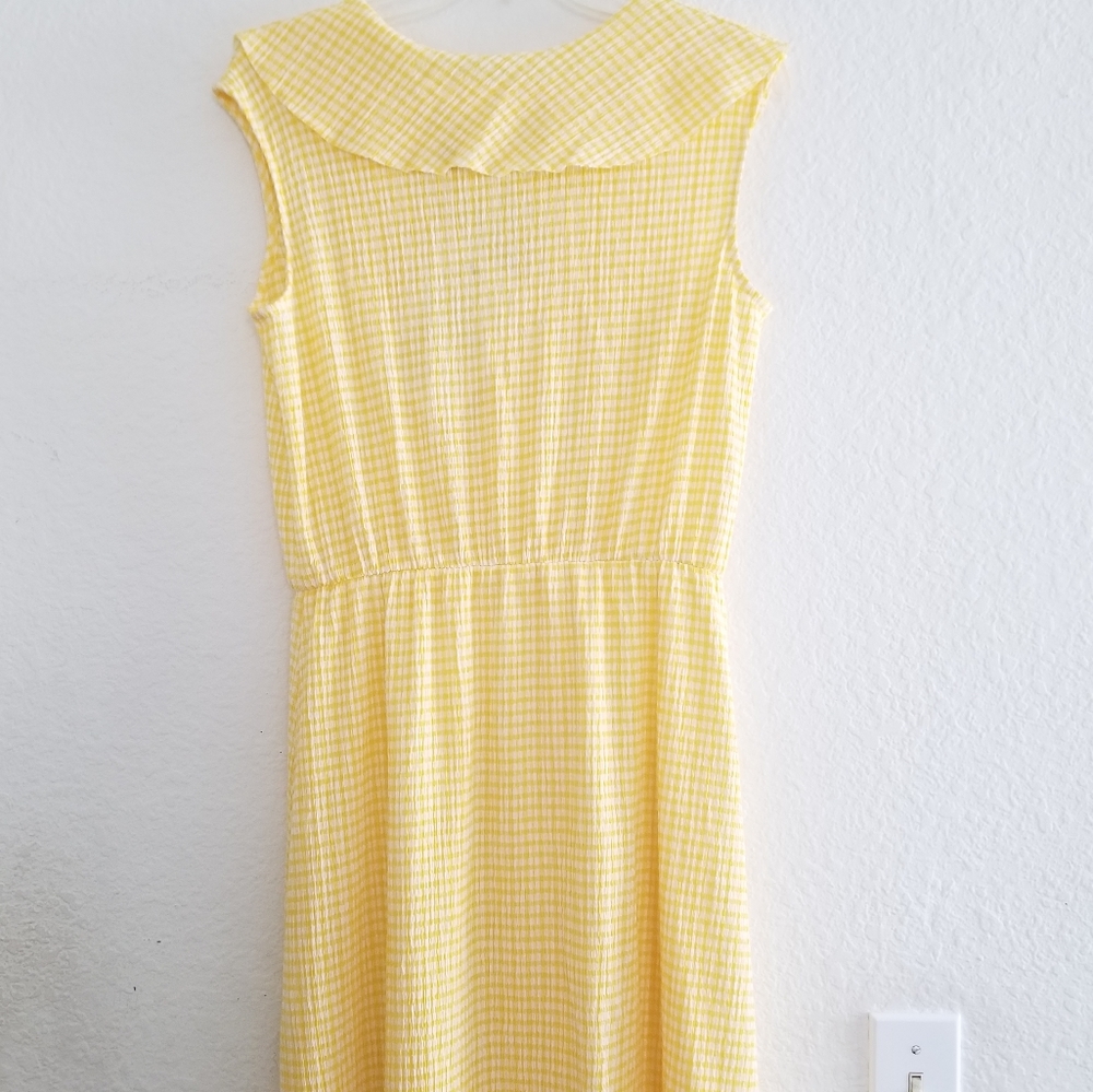 Harris Wharf London Vichy Maxi Gingham Yellow Dress Size 6 - Picture 5 of 10